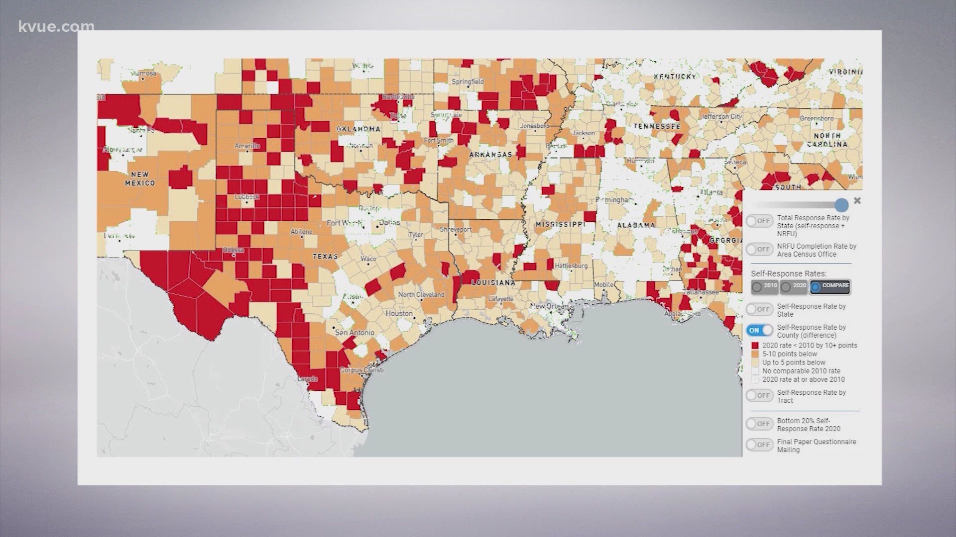 You can see how many people in your neighborhood self-reported to the U.S. Census Bureau this year, and Texas is falling behind.