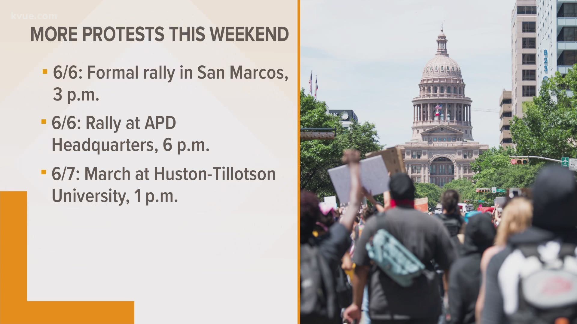 More protests in Austin are scheduled over the weekend to stand up against racial oppression, social injustice and police brutality.