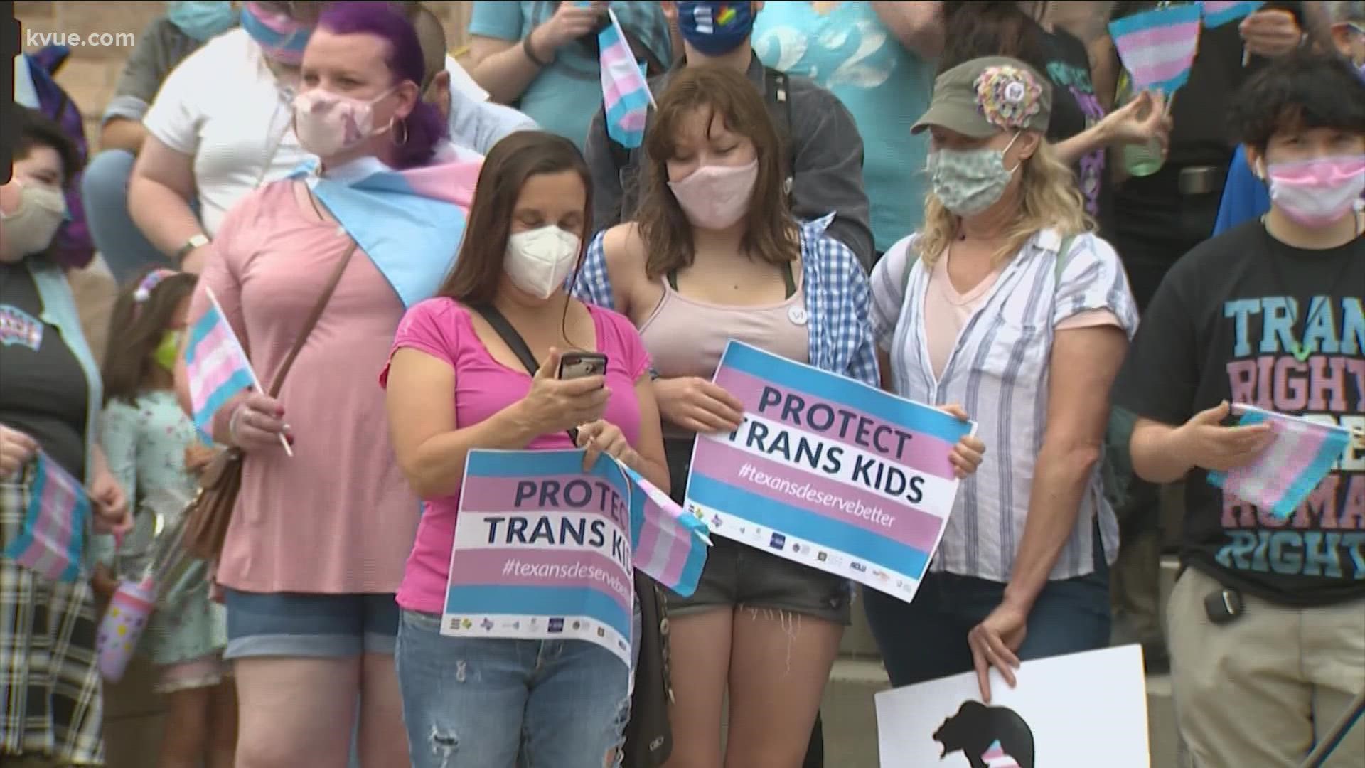 Texas families rallied in support of transgender children on Wednesday. It comes as the ACLU sued Texas over its directive to investigate sex-change procedures.