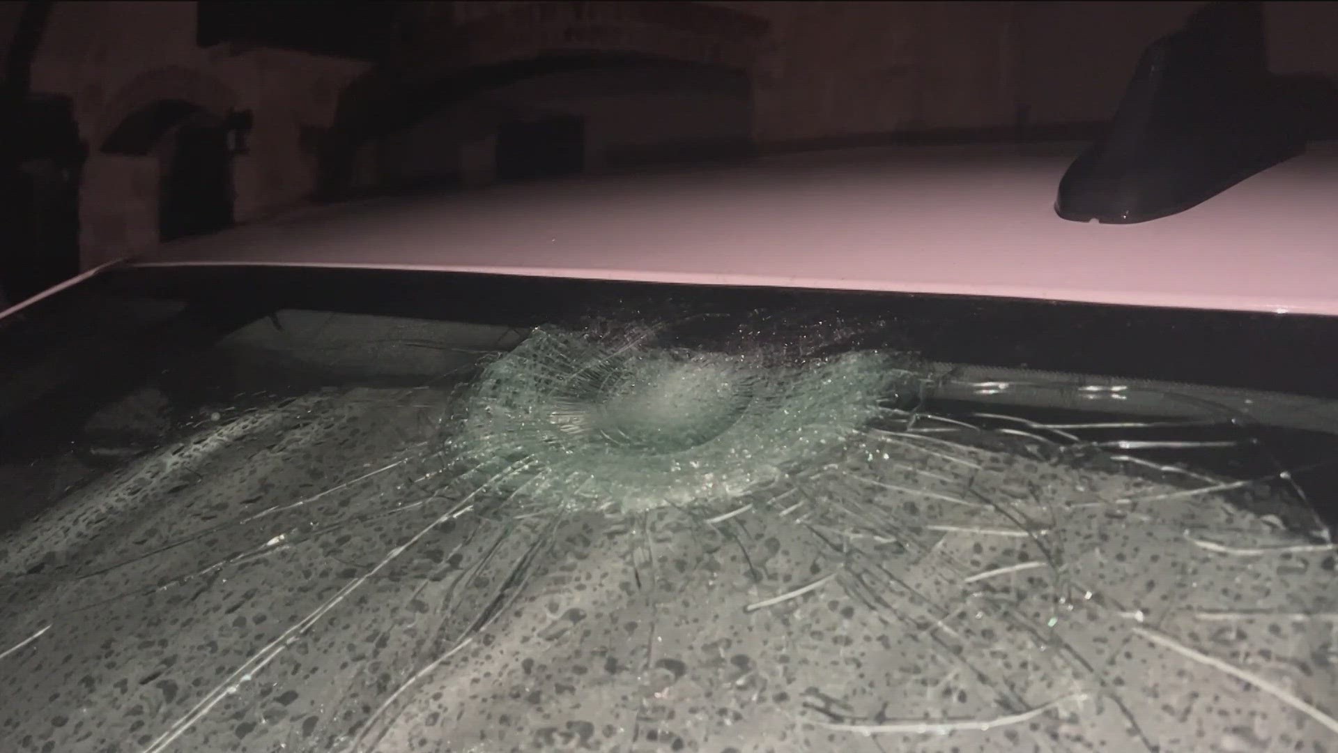 Some of the worst hail damage Sunday night into Monday morning was in Round Rock, where large hail stones smashed car windows.