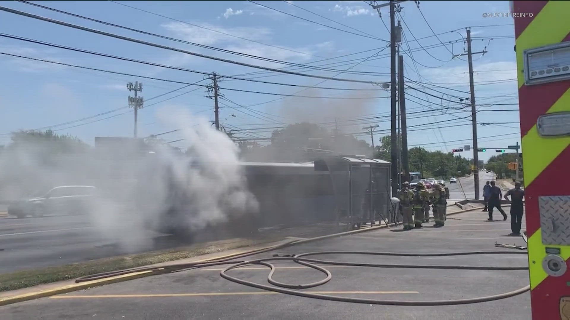 A CapMetro bus caught fire on Saturday afternoon.