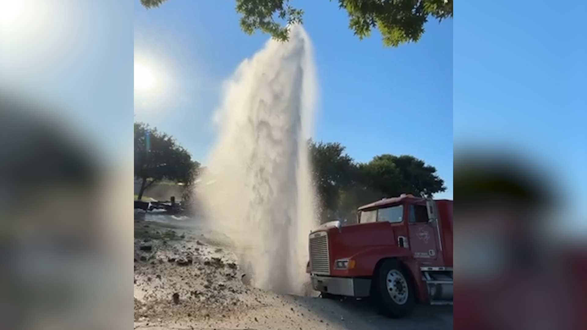 Raw video: Water gushing from apparent sinkhole in Austin, Texas