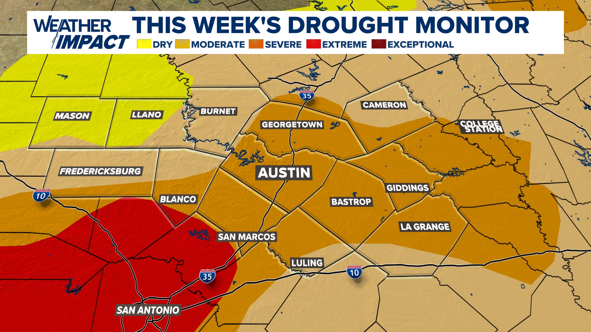 Drought conditions continue to worsen across Central Texas with the rainfall this past week or lack thereof.