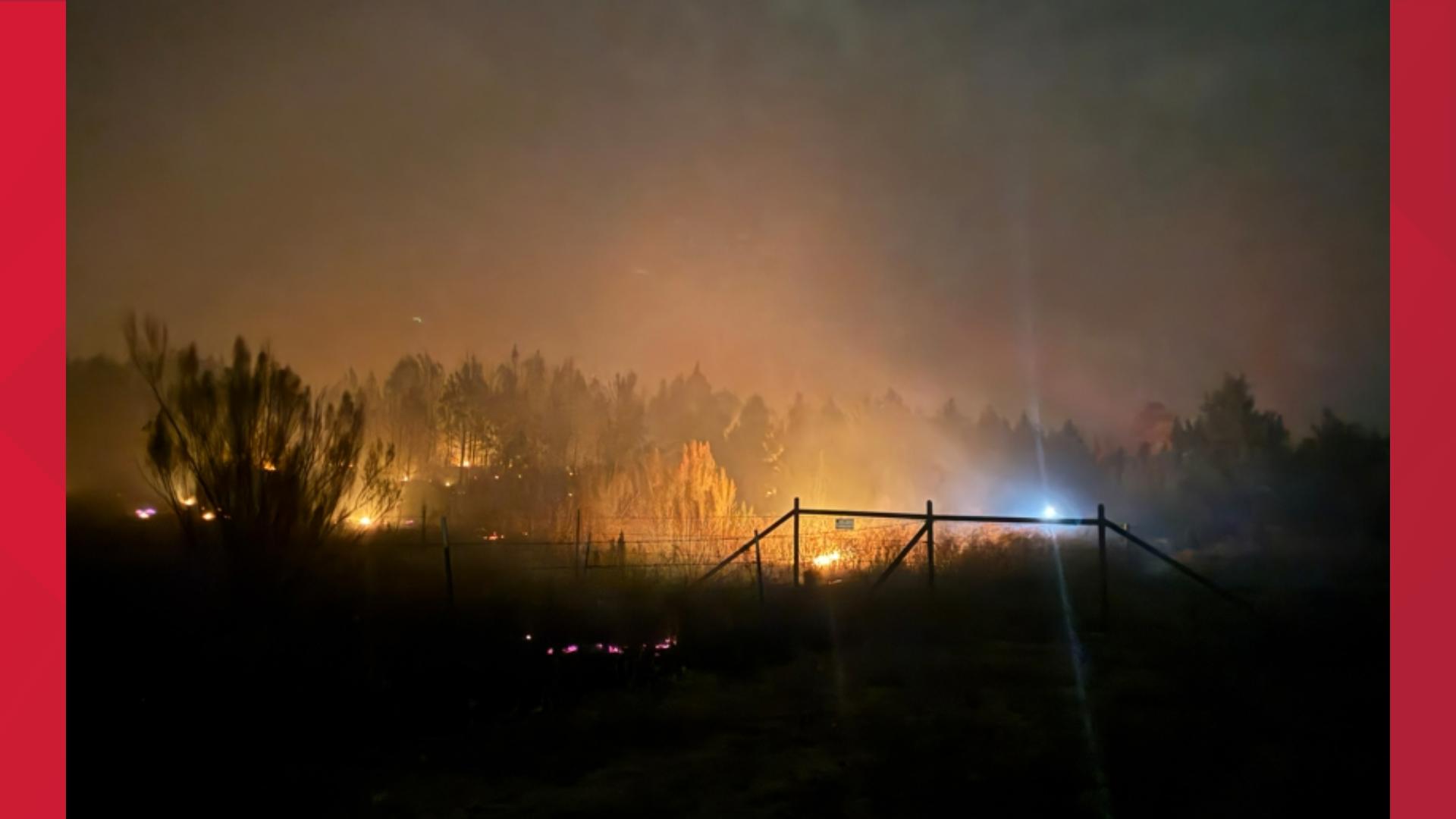 The Texas A&M Forest Service says a barn caught fire and the flames spread, eventually leading to a 400-acre wildfire in Bastrop County.