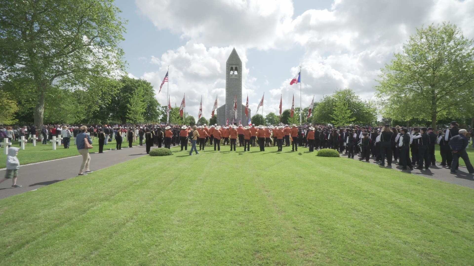 The Texas Longhorn Alumni Band performed at the 75th anniversary of D-Day in France.