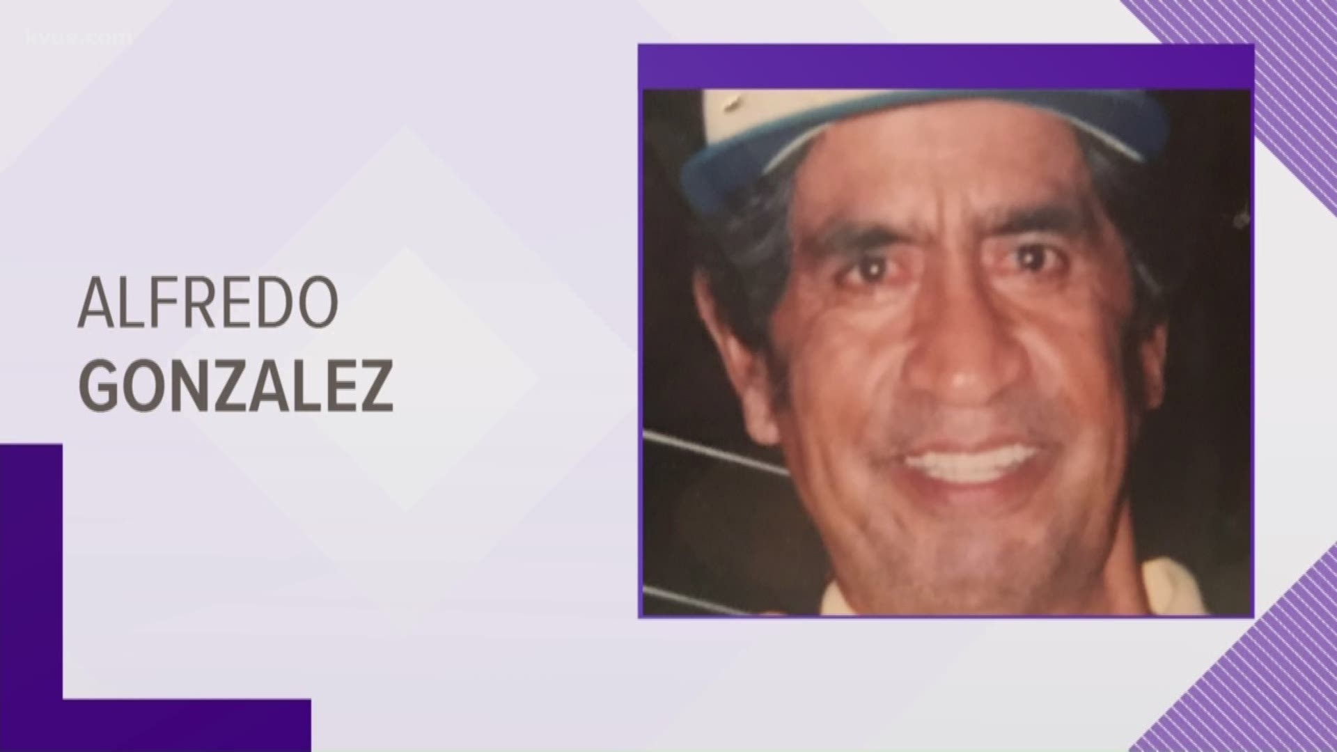 Austin PD is searching for Alfredo Gonzales, 80. He was last seen wearing a blue striped shirt and blue jeans walking with a red walker.
