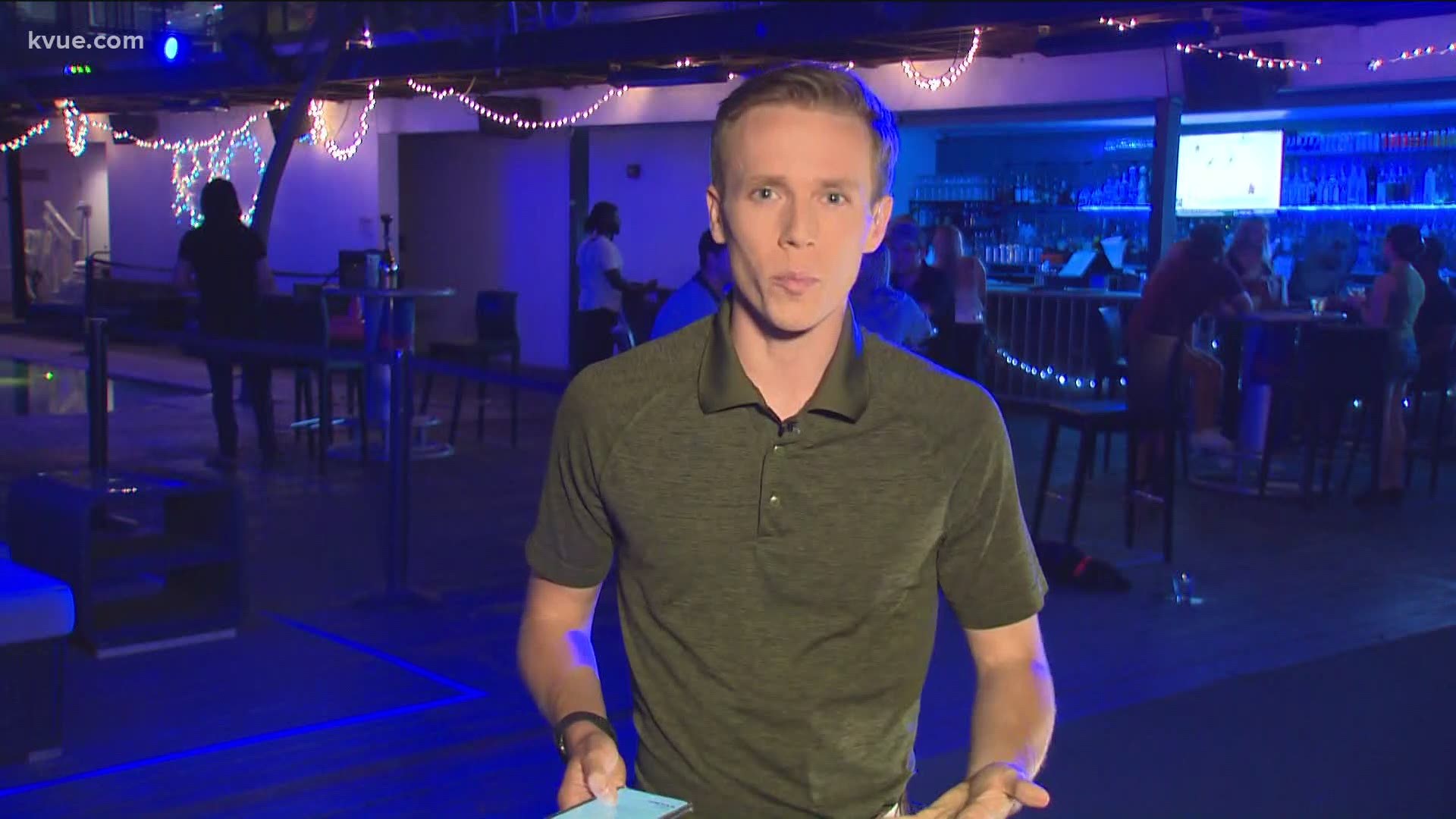 Bars across Texas are back open on Saturday night, with some restrictions. KVUE's Bryce Newberry goes bar hopping.