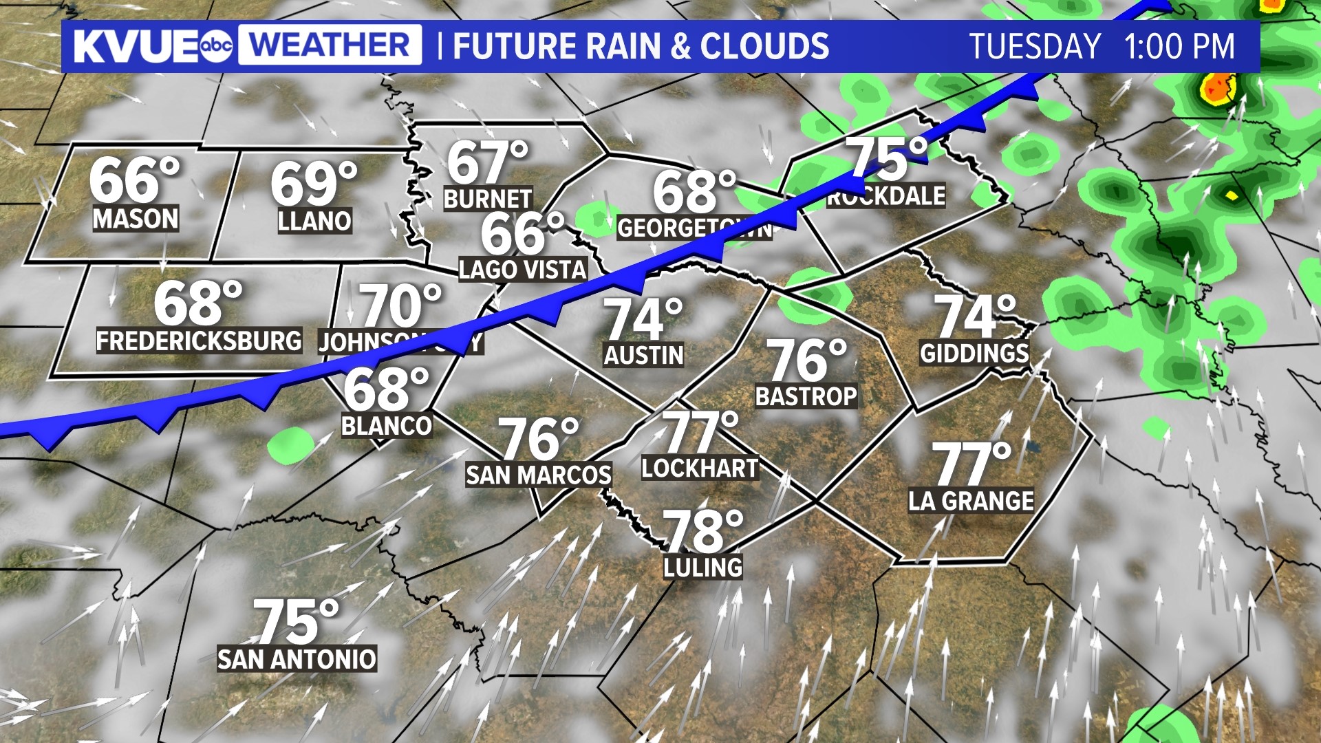 Tuesday cold front brings scattered showers and storms | kvue.com