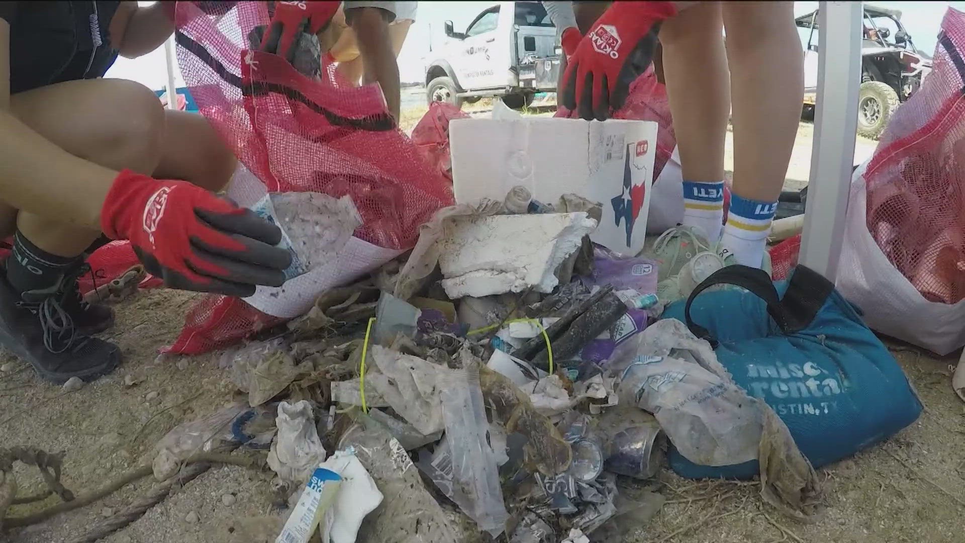 The low lake levels allowed volunteers to extract even more trash from the lake.