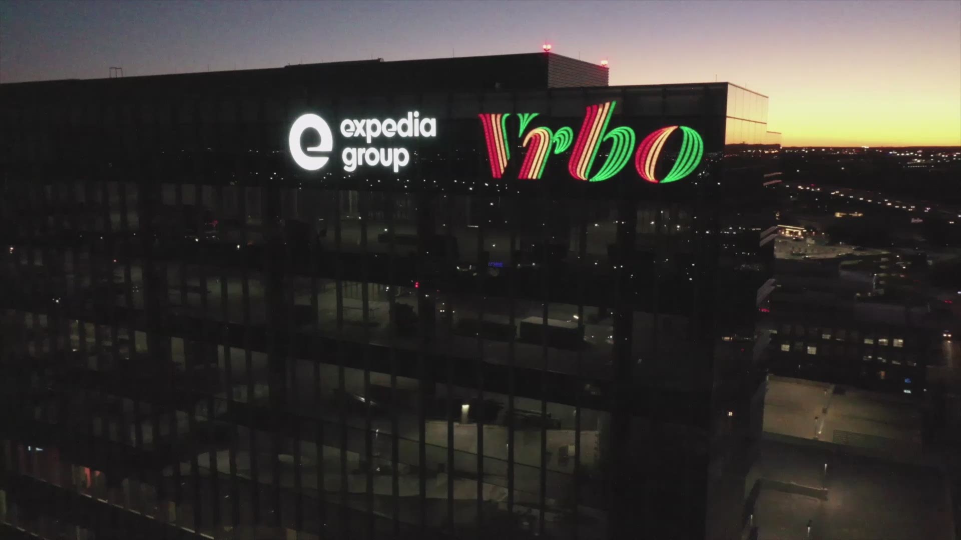 In celebration of Black History Month, Vrbo changed the colors of its logo displayed on its Domain offices to red, yellow and green instead of its usual white.
