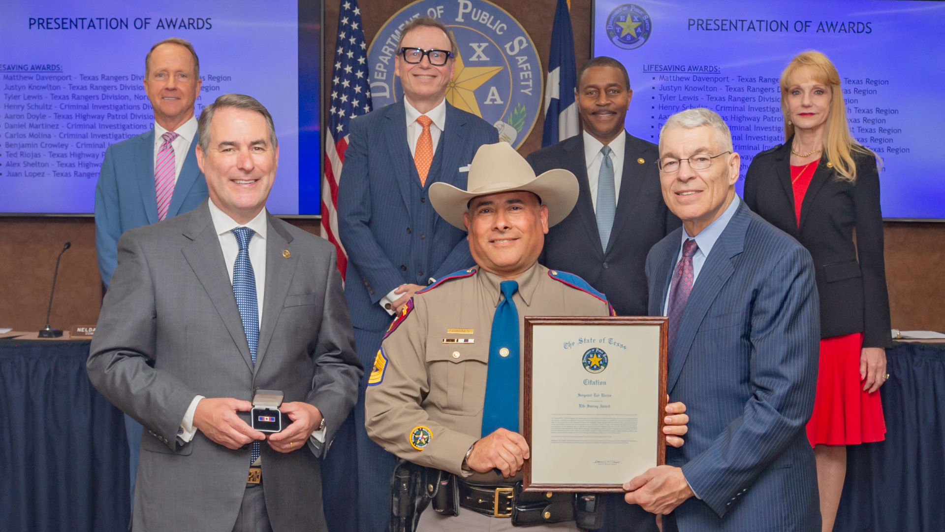 Sgt. Ted Riojas earned the Texas Department of Public Safety's "Lifesaving Award" for helping a driver in December 2023.