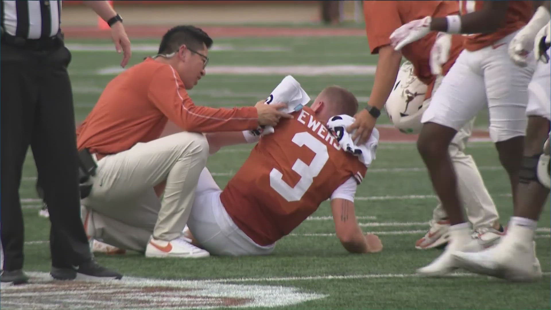 Quarterback Quinn Ewers is questionable ahead of the Longhorns' SEC opener against Mississippi State.