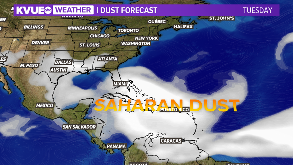 Saharan dust in Austin, Texas 2021