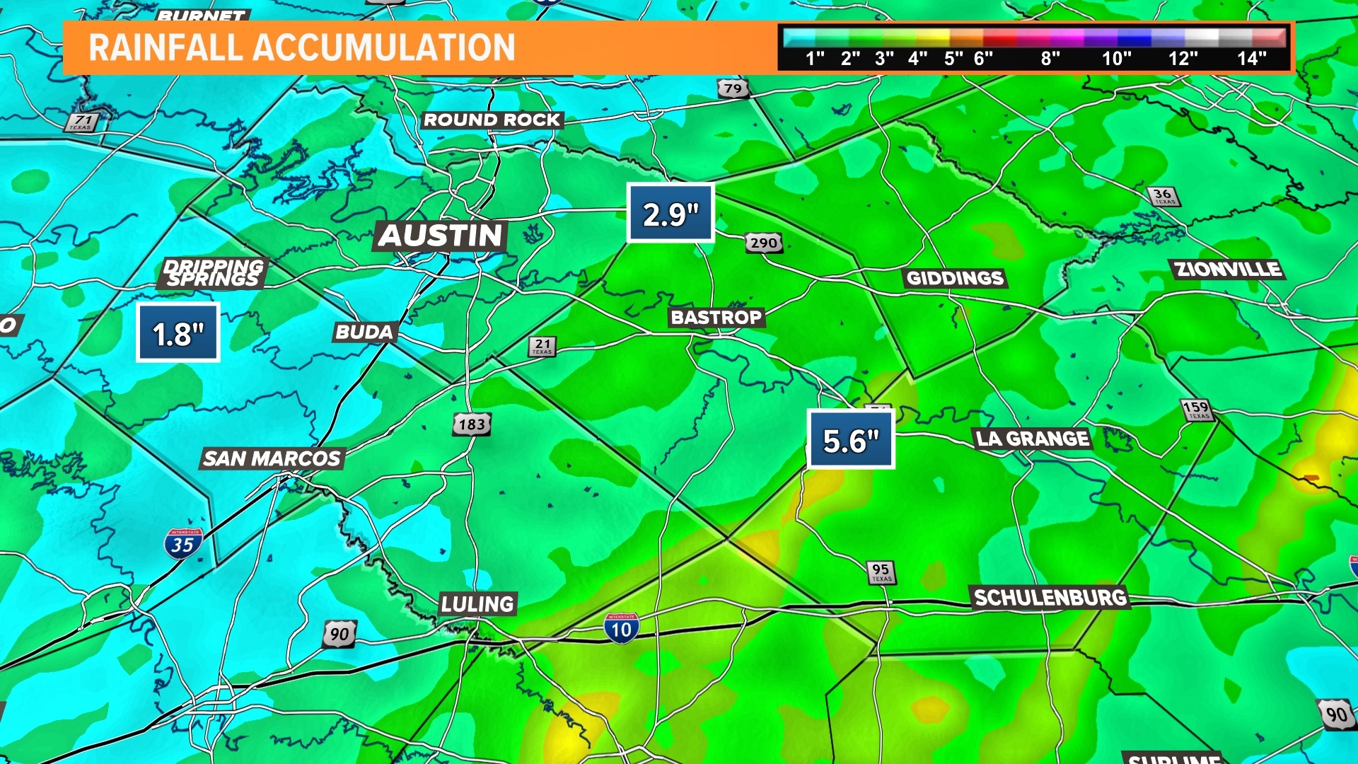 How much rain has fallen so far?