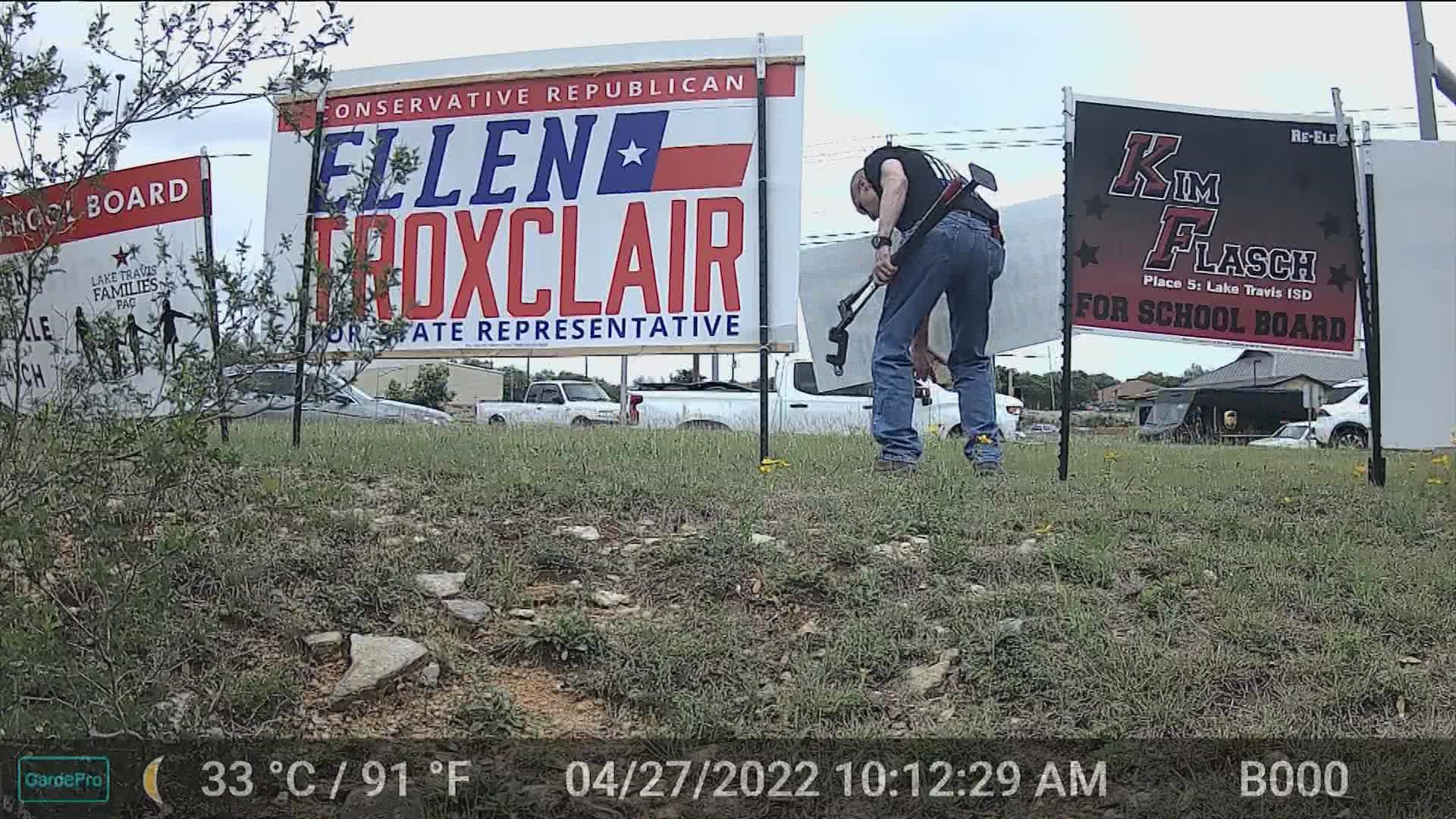 Stealing political signs is a Class C misdemeanor.
