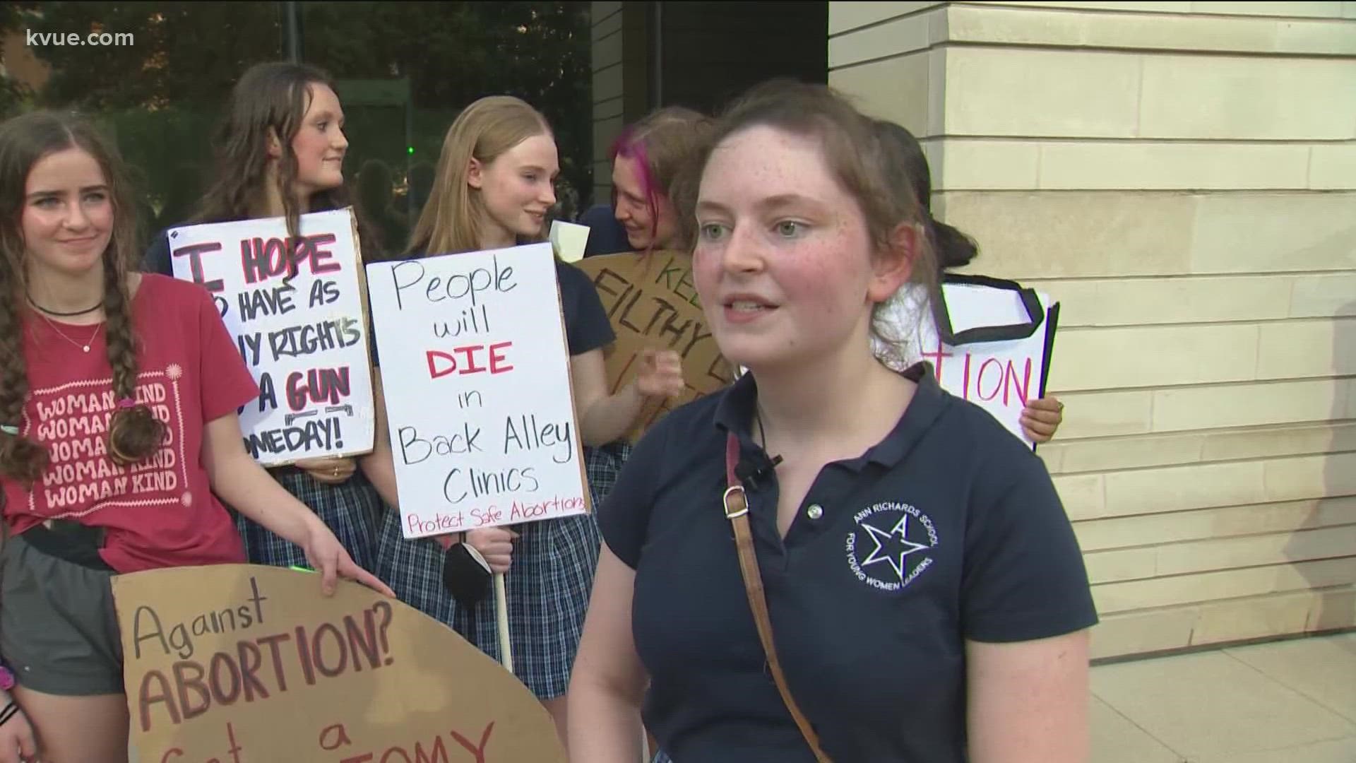 Abortion rights supporters rallied in Austin on Tuesday following the leaked draft decision to overturn Roe v. Wade.