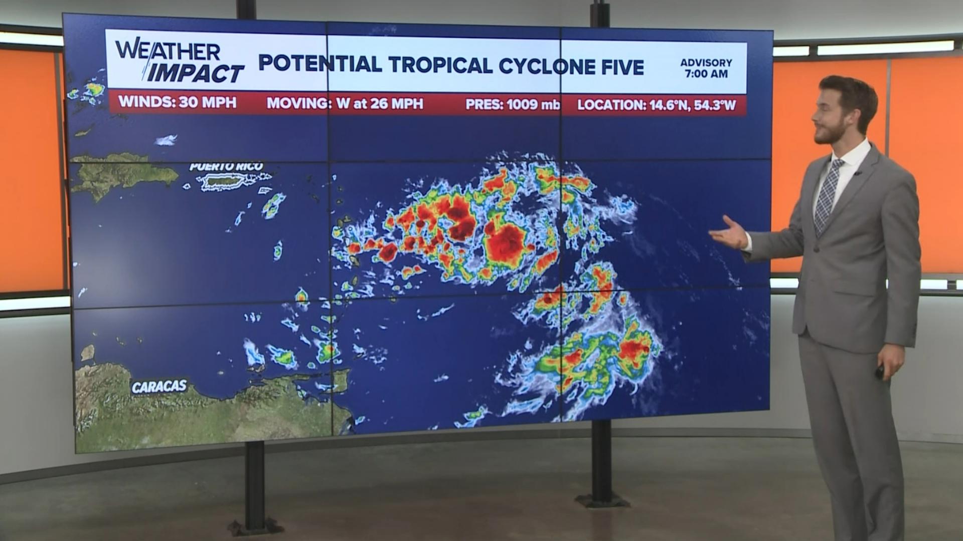 KVUE Meteorologist Shane Hinton has your Aug. 12 morning tropics update. He's monitoring Potential Tropical Cyclone 5.