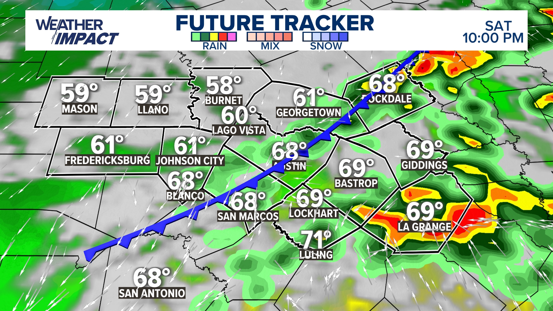 A truly cold, cold front moves over Central Texas Saturday night; wind ...
