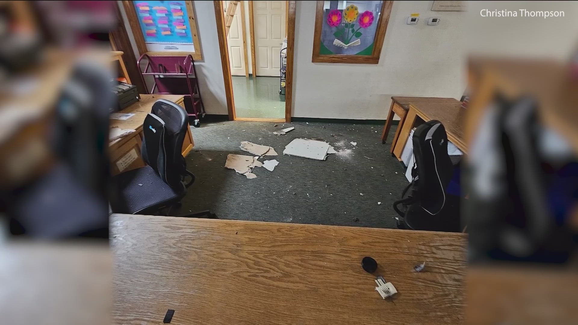 The Dripping Springs Community Library was struck by lightning, leaving some noticeable damage. Repairs are coming along.