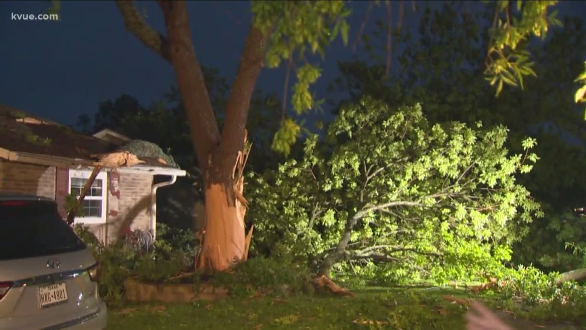 While many avoided dealing with storm damage, a few people are. A lightning strike destroyed a tree right in front of an Austin home during an overnight storm.