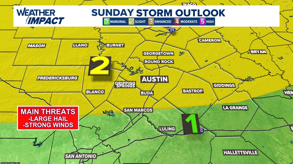Weather Impact Alert | Severe storms possible Sunday evening