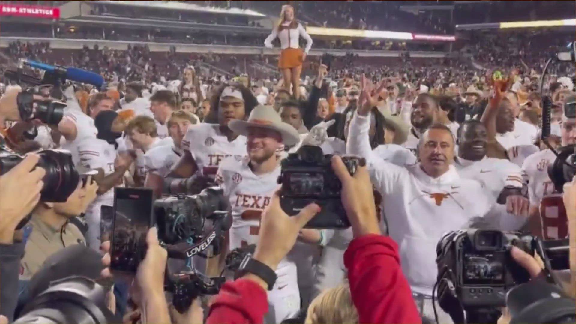 Sarkisian helped prevent a possible fight between the two teams on the Aggie's home field.