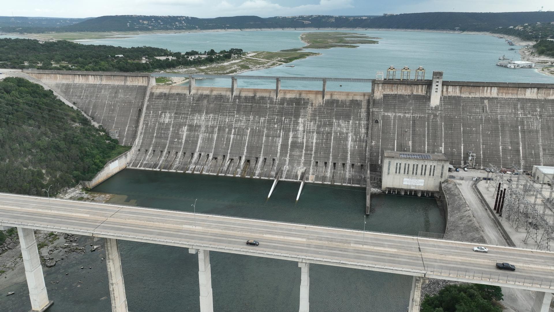 The Lower Colorado River Authority briefly opened one of its refurbished floodgates on Wednesday.
