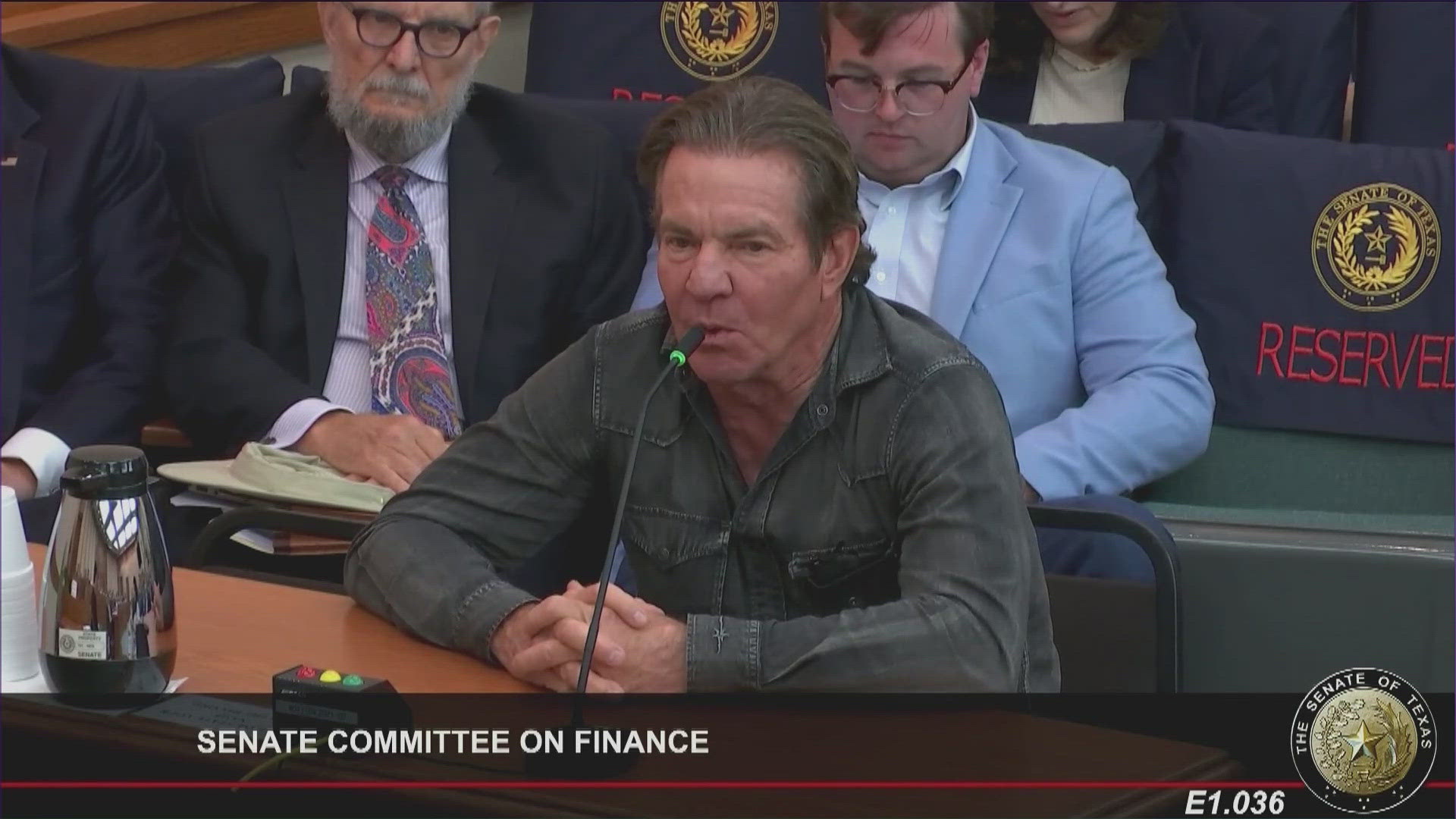 During a Senate Finance Committee hearing, state senators heard from actor and Texas native Dennis Quaid and writer and actor Taylor Sheridan.