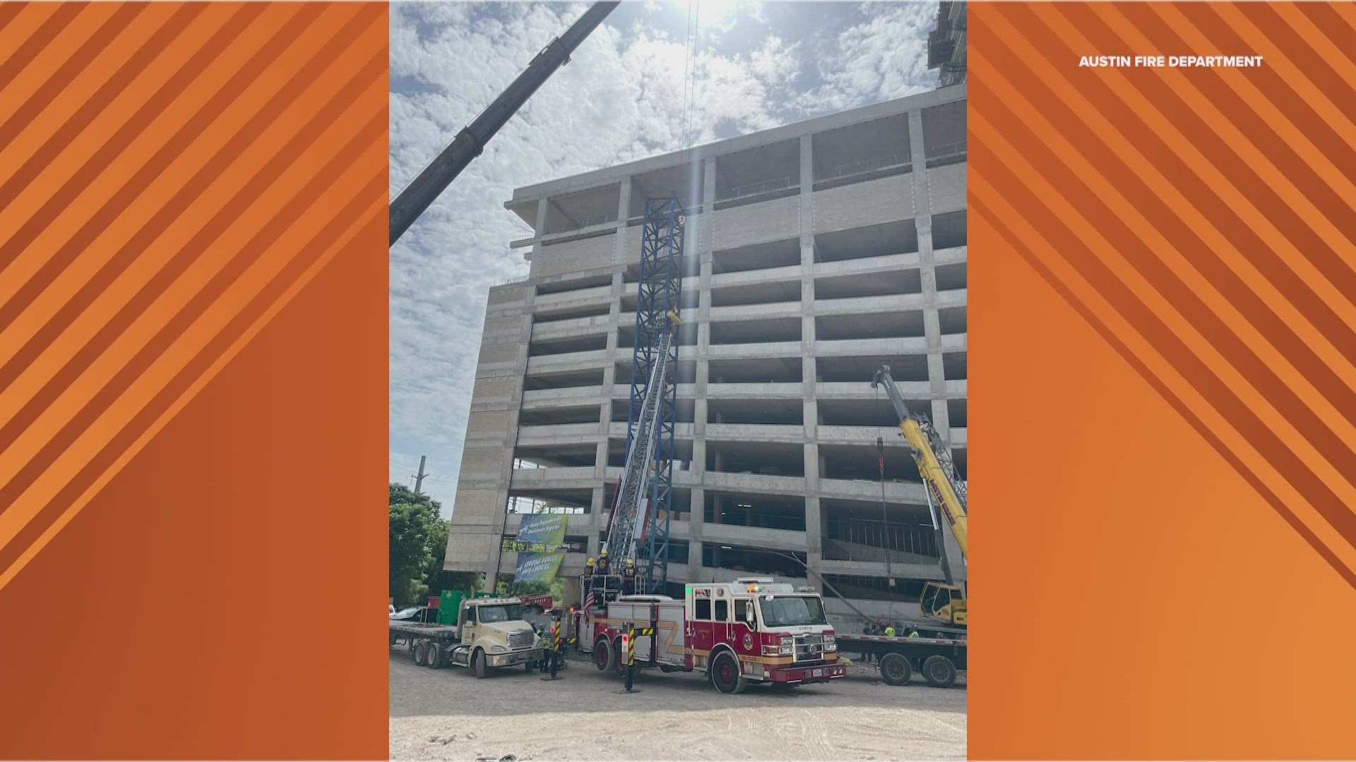A construction worker was rescued from a crane scaffold in Downtown Austin on Sunday afternoon after experiencing heat-related issues.