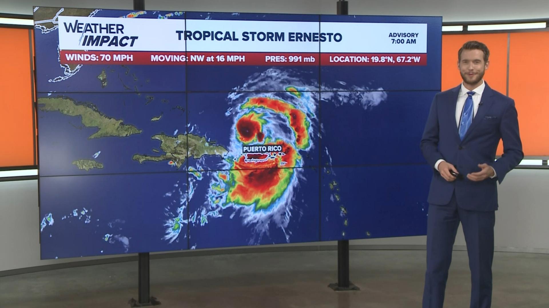 KVUE Meteorologist Shane Hinton has your Aug. 13 morning tropics update. He's tracking the latest on Tropical Storm Ernesto.