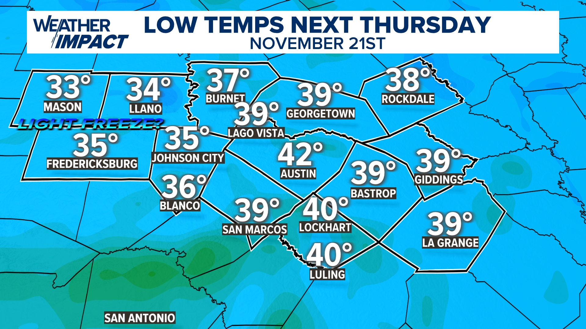 Cold fronts could bring first freeze to Hill Country next week | kvue.com