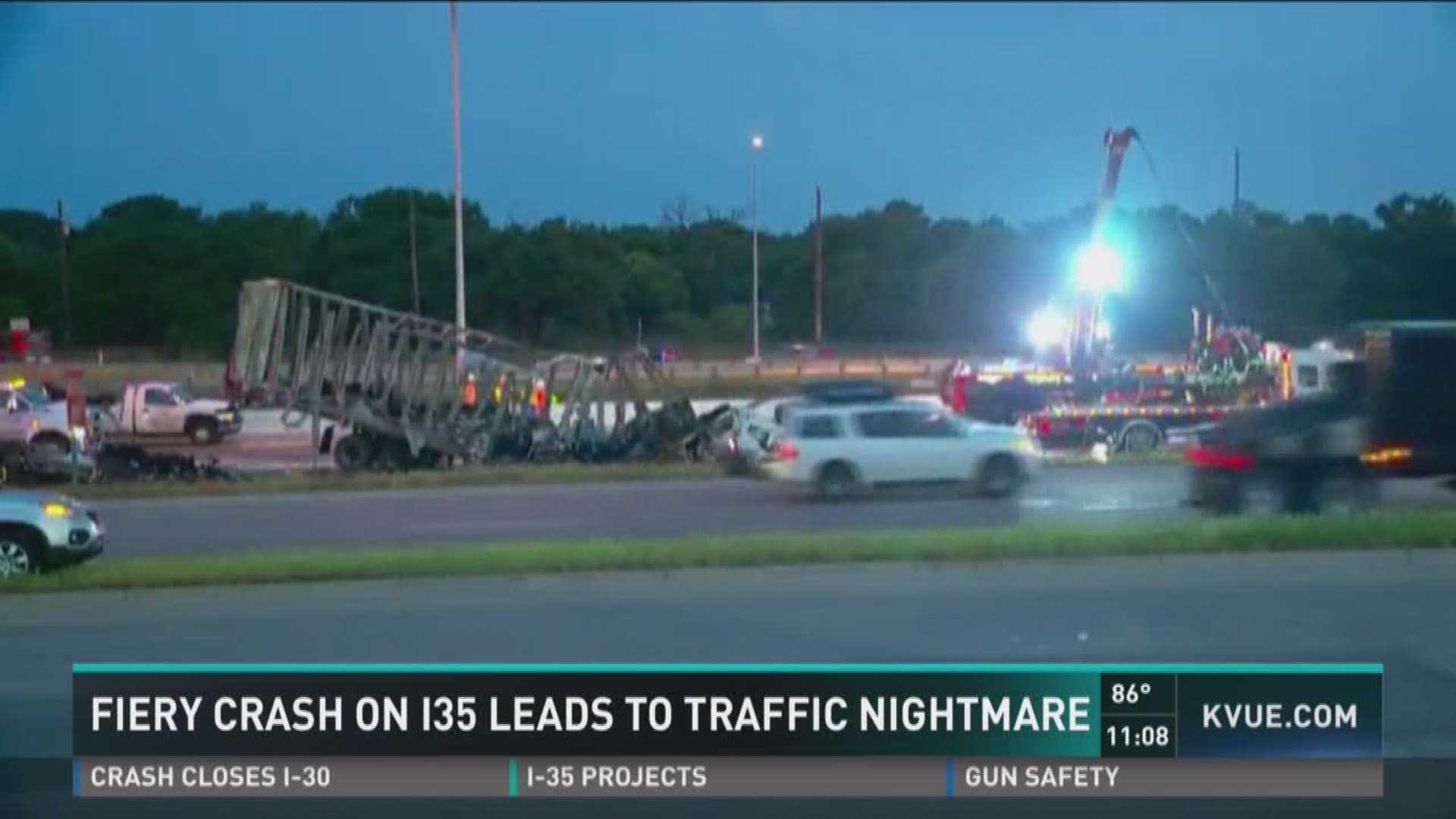 Fiery crash on I-35 leads to traffic nightmare