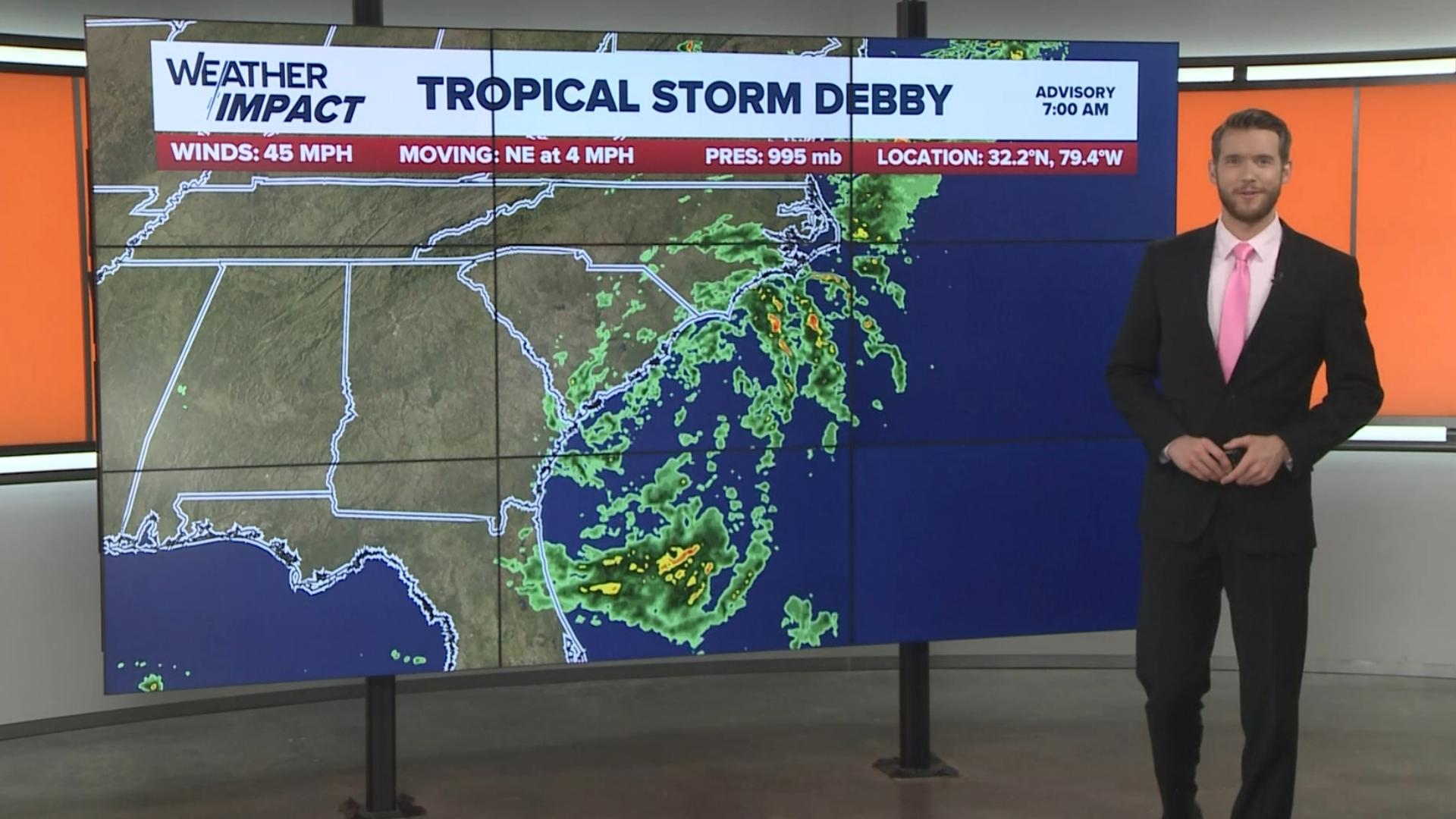 KVUE Meteorologist Shane Hinton has your Aug. 7 morning tropics update. He's tracking the latest on Tropical Storm Debby as it impacts the southeastern U.S. coast.