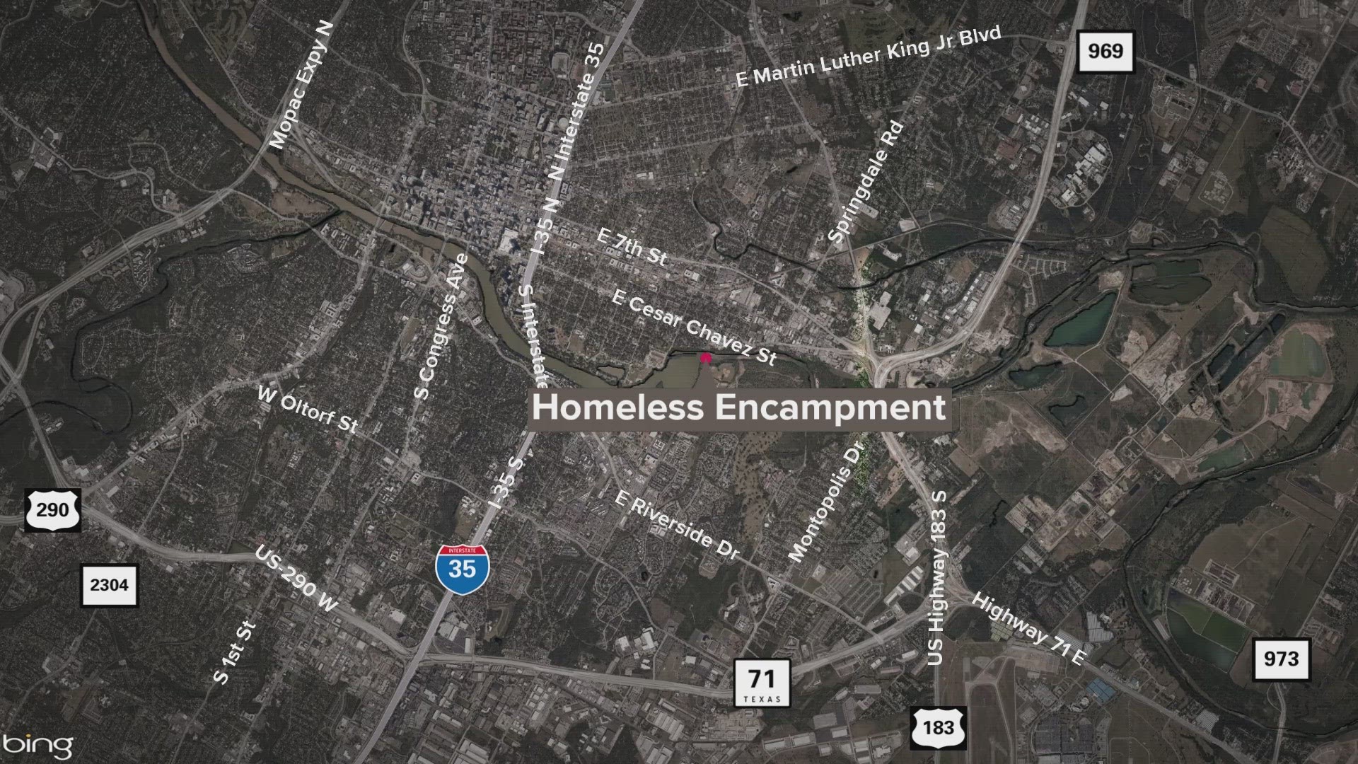 The City of Austin said 33 homeless people were moved from an encampment to a city-owned shelter.