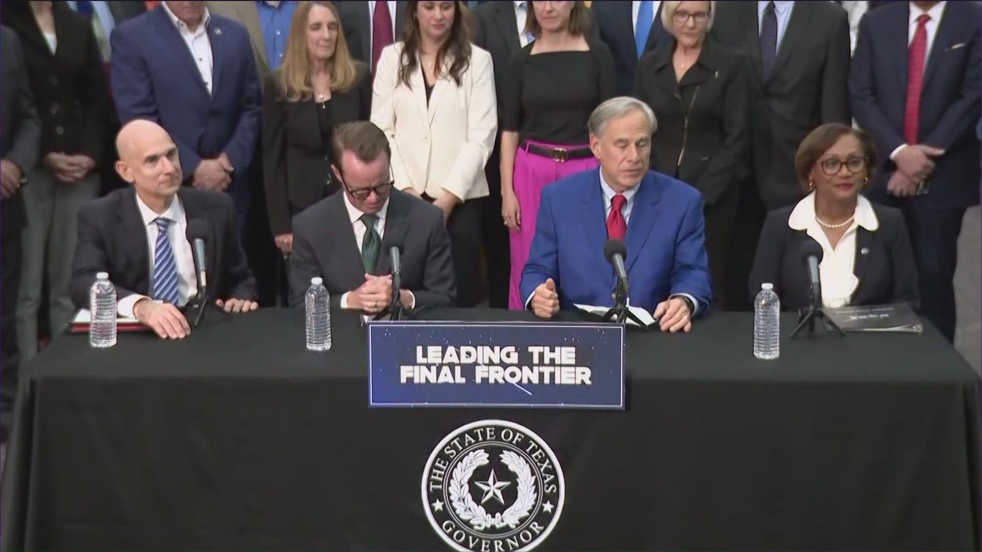 Gov. Greg Abbott announced the creation of the Texas Space Commission at NASA's Johnson Space Center in Houston.