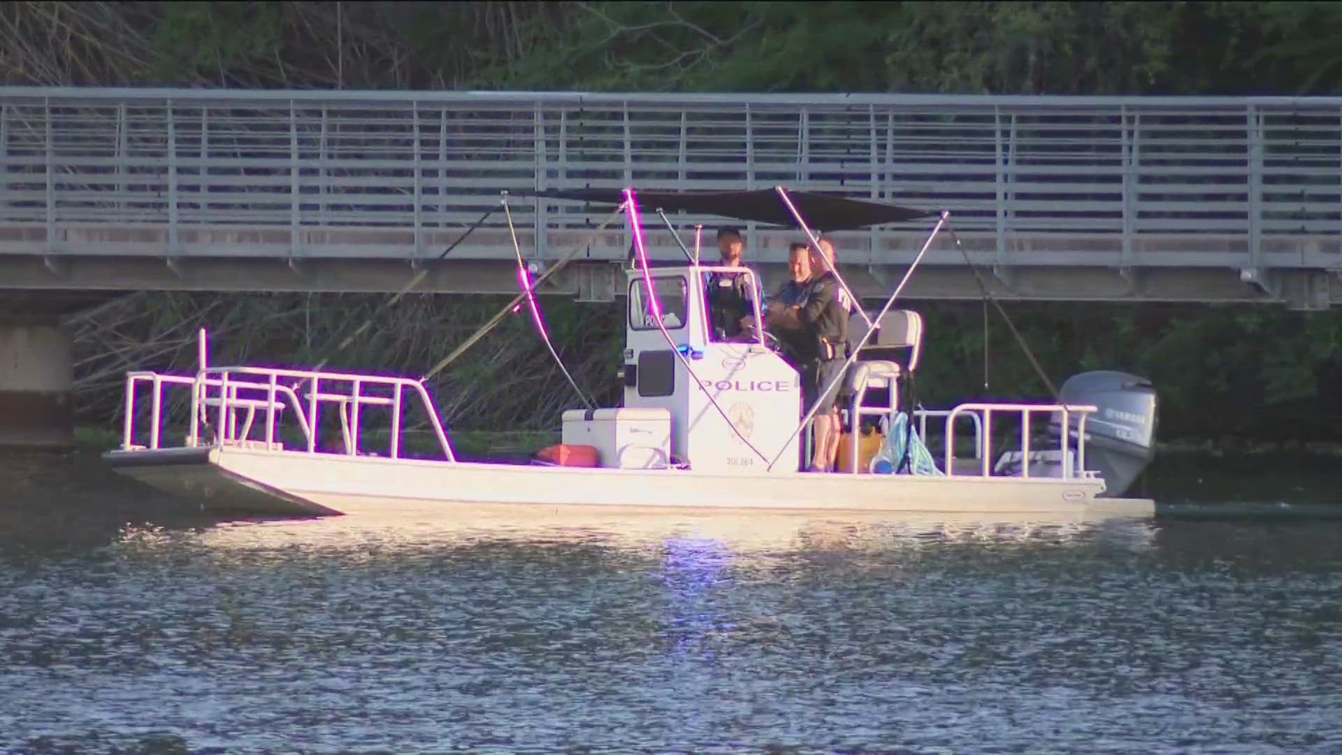 Austin-Travis County EMS said the Dive Team located the person's body around 12:35 p.m. on Sunday.