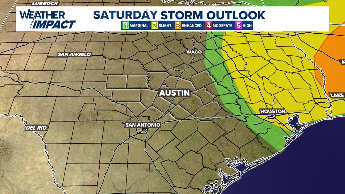 Central Texas facing low-end severe storm risk on Saturday | kvue.com