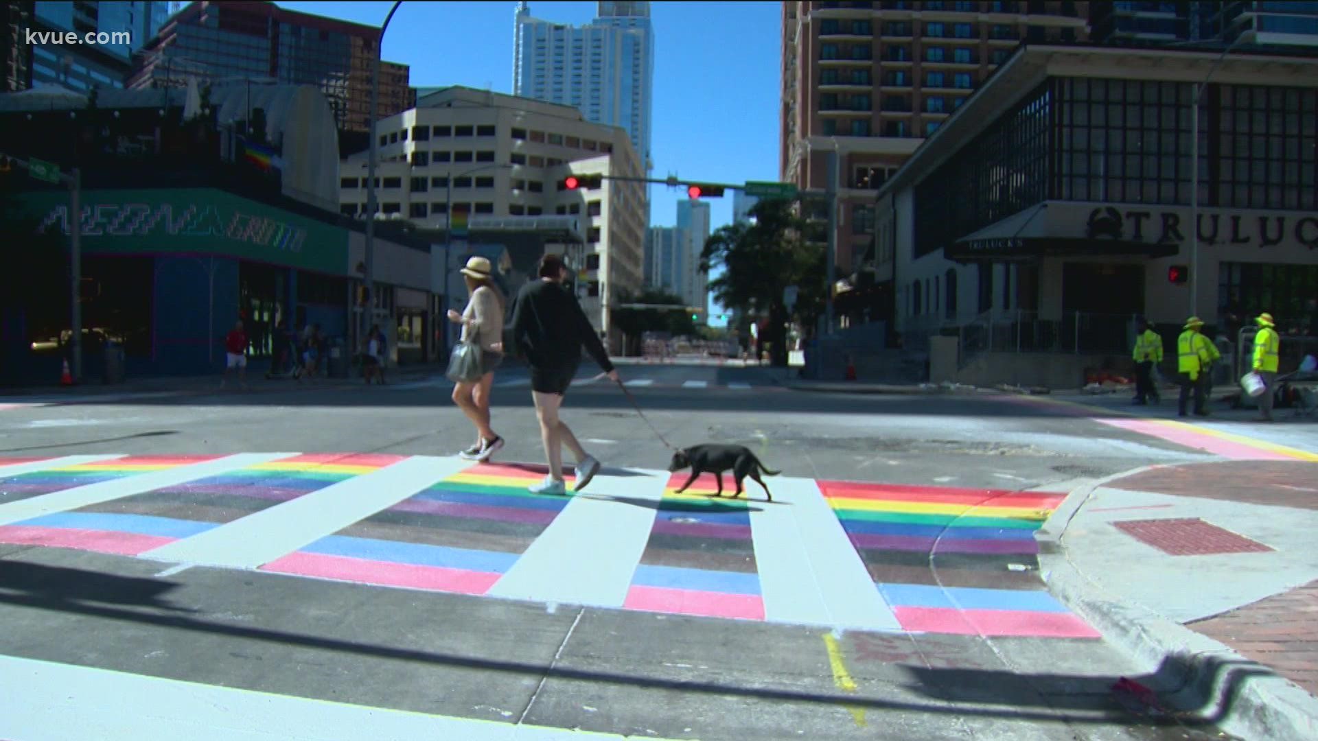 The crosswalks are in honor of National Coming Out Day, Oct. 11.