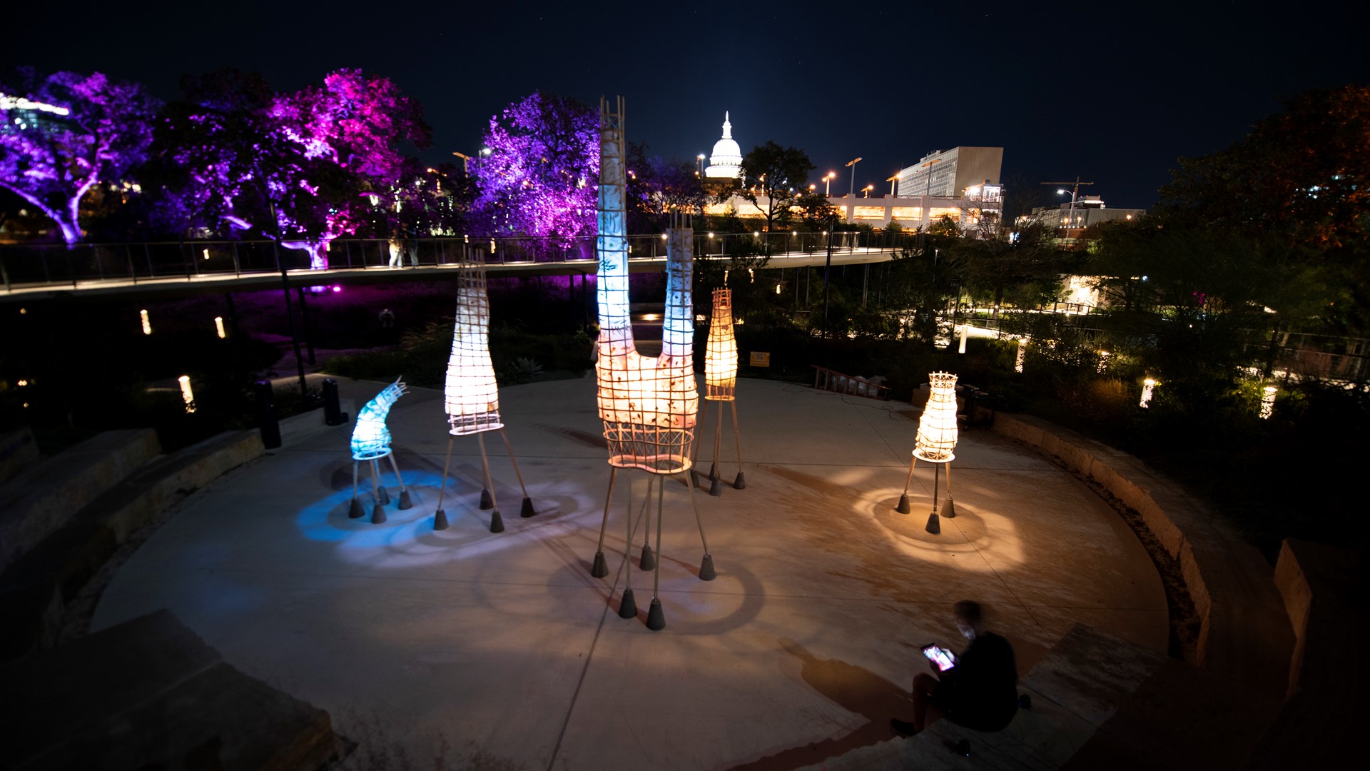 Enjoy the illuminated art displays created by local artists, landscape architects and designers along with live music, food and family-friendly activities.