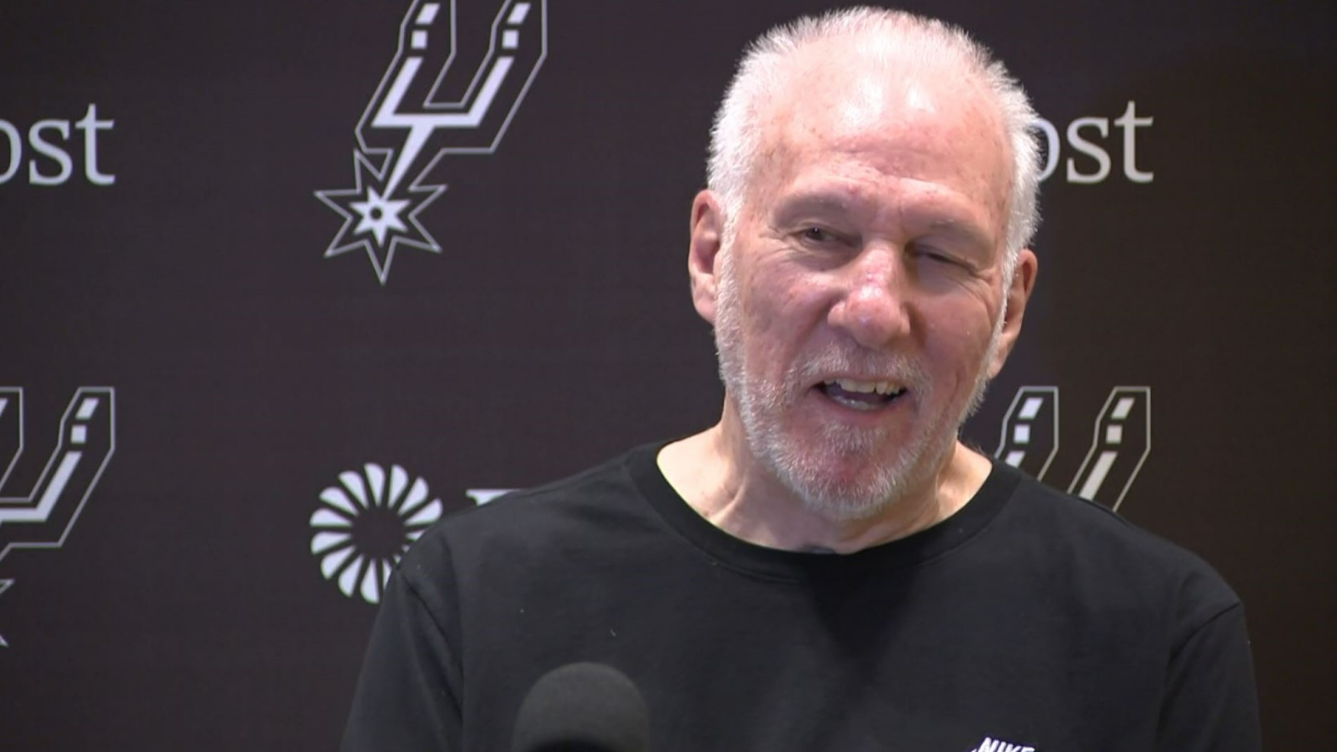 Head Coach Gregg Popovich answered questions during the arrival press conference for the "I-35 Series," where the San Antonio Spurs will play two games in Austin.