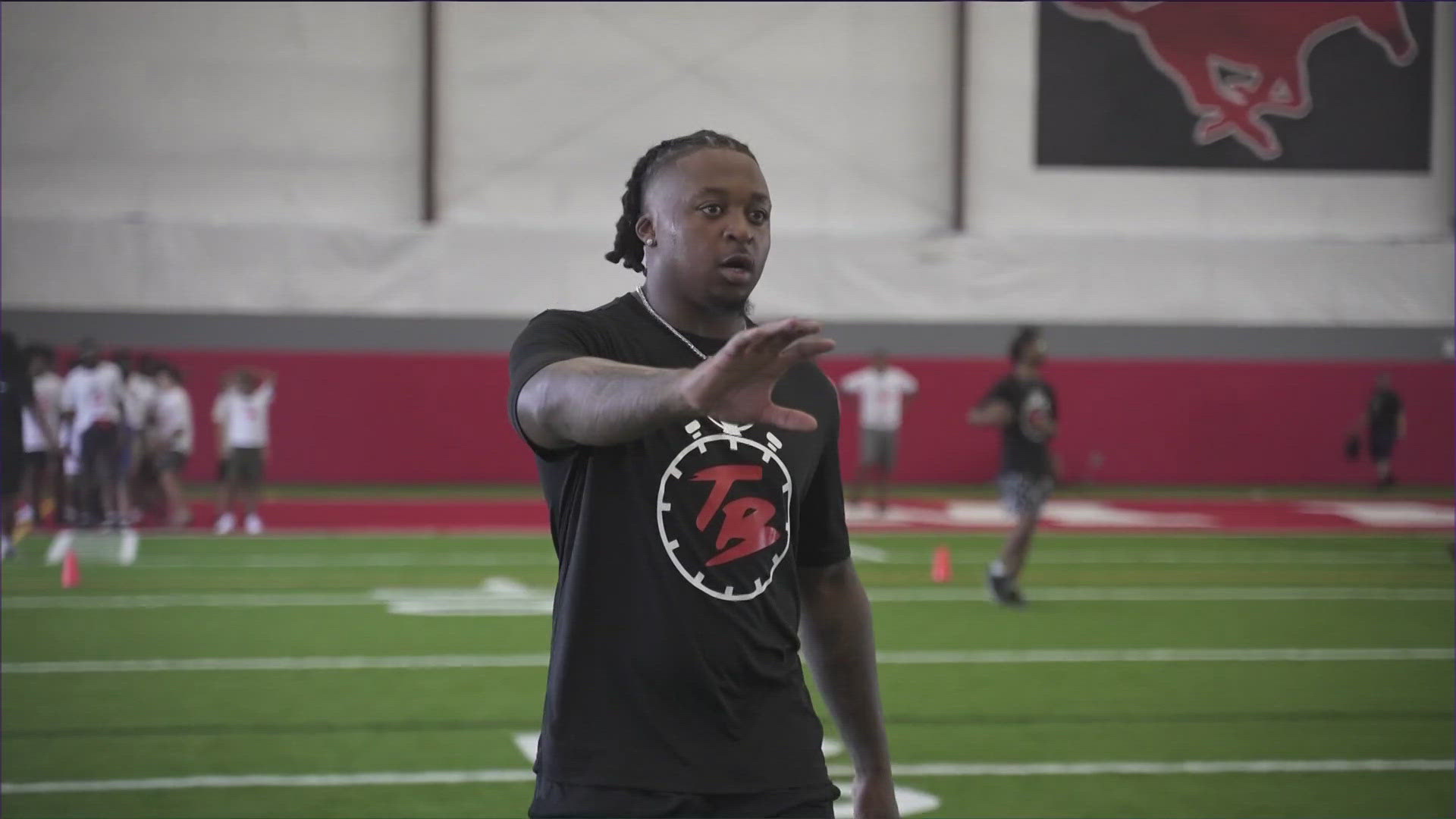 Every participant was rocking their Tahj Brooks shirts while clocking their best 40-yard dash times on the field.