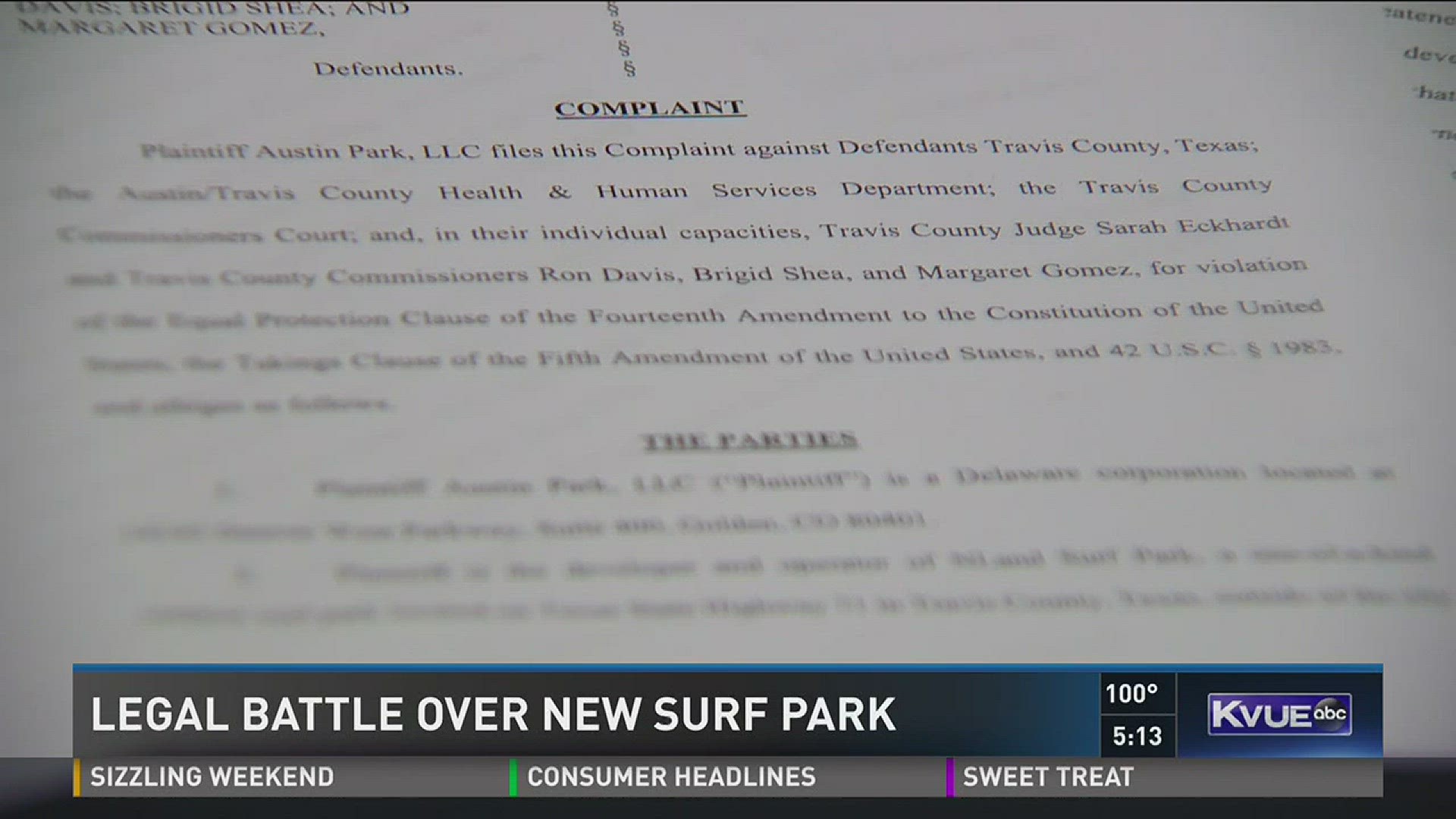 A legal battle over health and safety issues between a Central Texas Surf Park and Travis County -- with both sides filing lawsuits against the other.