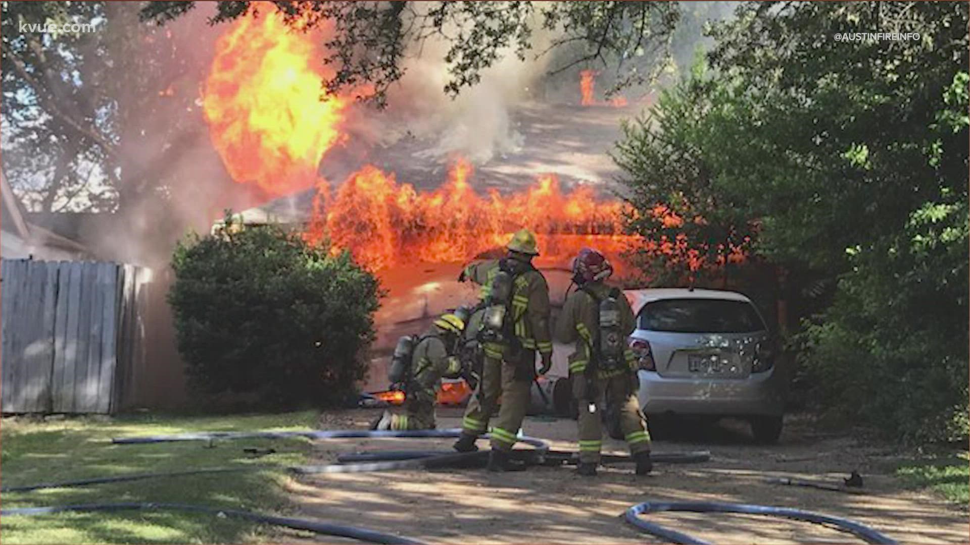 Firefighters say a motorcycle is to blame for a fire that burned a house in North Austin Saturday evening.