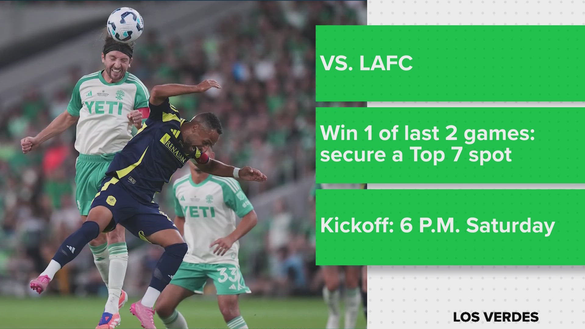 Austin FC is getting ready to take on LA FC in the team's final home game of the season, set for 6 p.m. Saturday. 