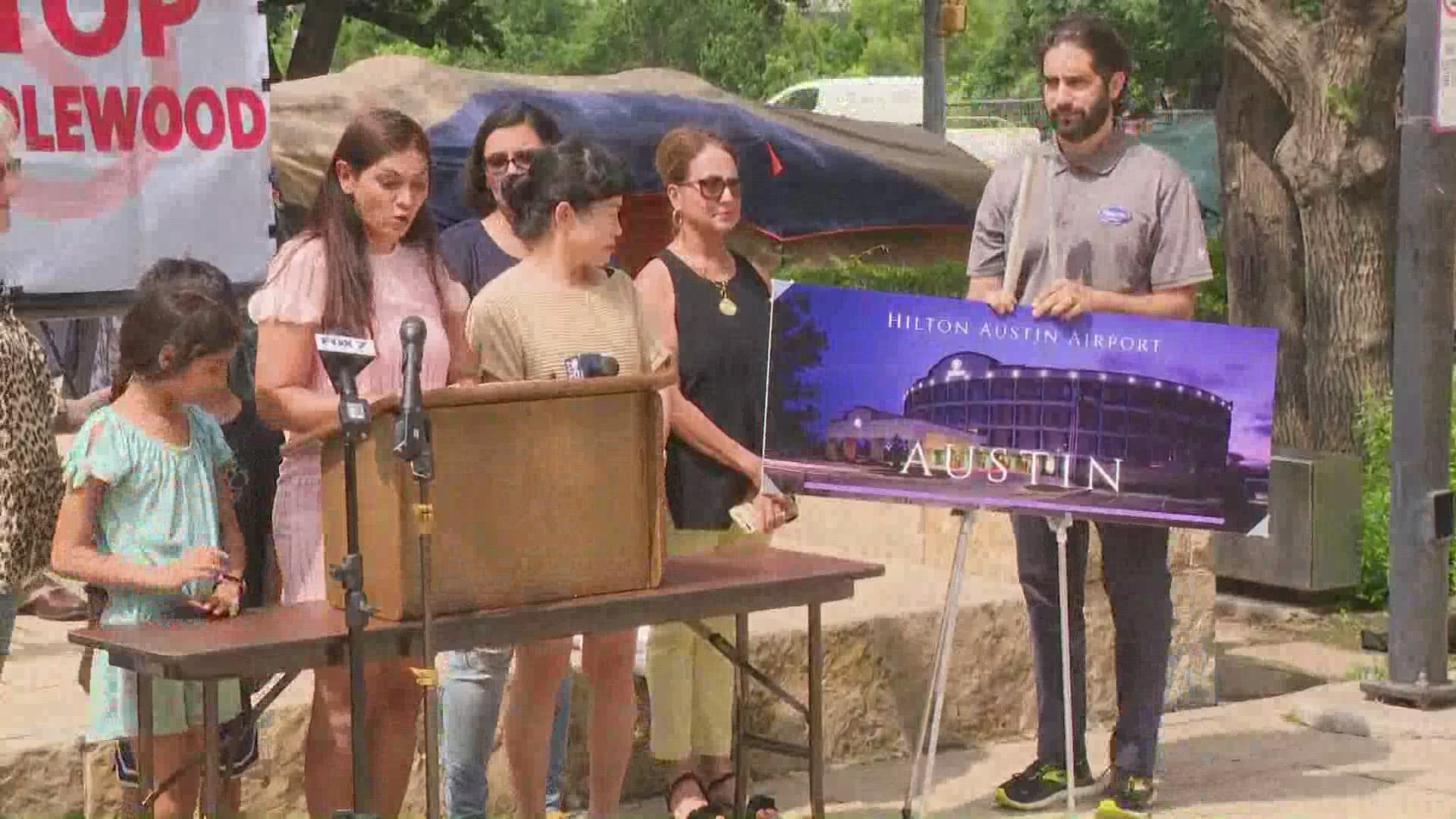 A group that's trying to stop the City of Austin from using Candlewood Suites hotel as housing for the homeless announced a different hotel as an alternative option.