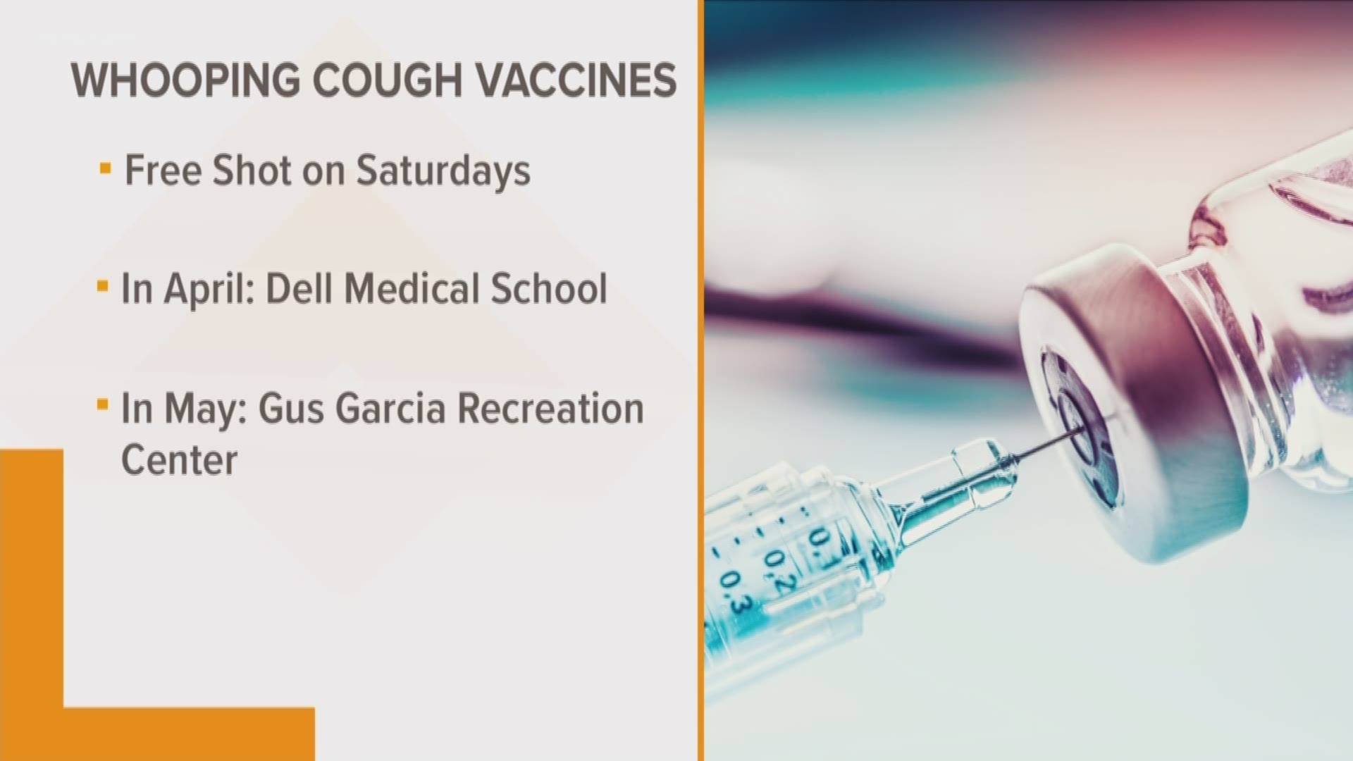 Adults in Austin can now get free whooping cough vaccines. Whooping cough is a highly contagious disease that can be deadly for babies.