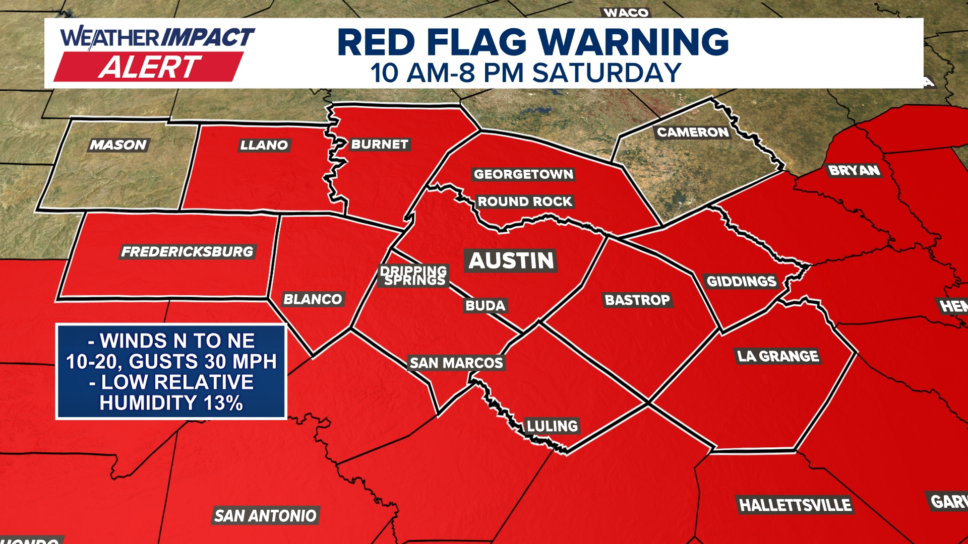Weather Impact Alert: Red Flag Warning in effect Saturday for Central ...