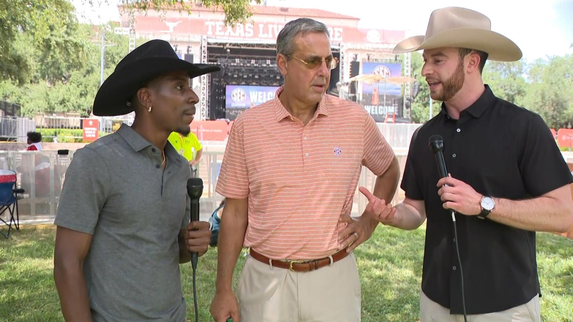 During the University of Texas at Austin's "SEC Celebration" event, Texas Athletic Director Chris Del Conte talked to the KVUE Sports team about the big move.