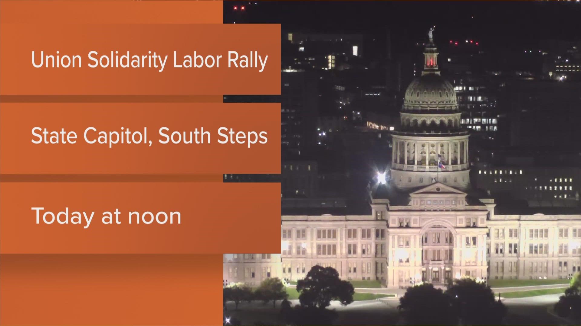 Workers from around Austin will gather at the Texas Capitol to rally in solidarity with new workers unions around the city.