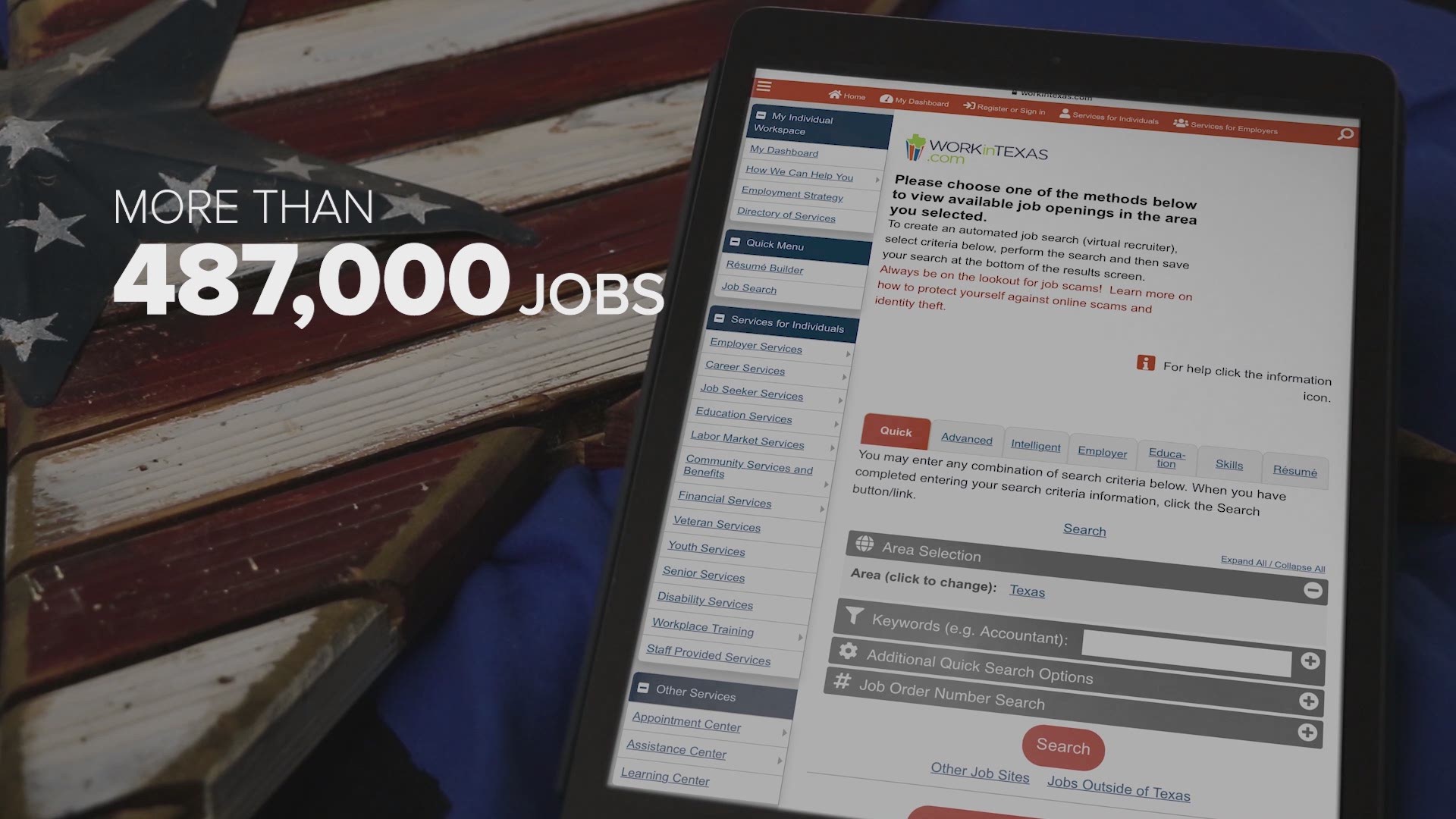 The state job board shows thousands of openings around the state.